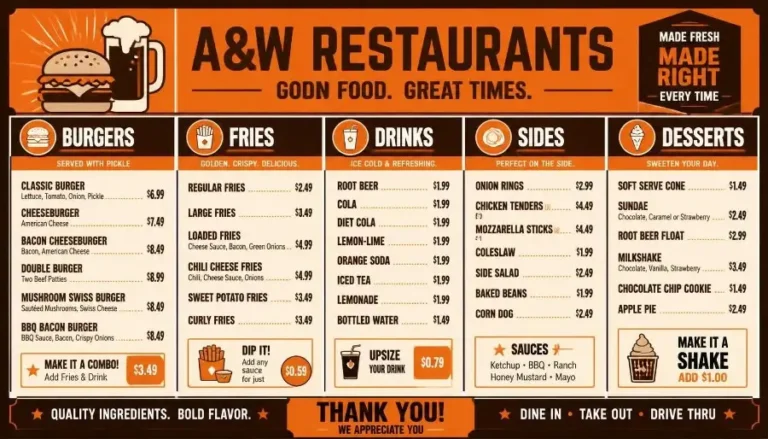 A&W Restaurants Menu