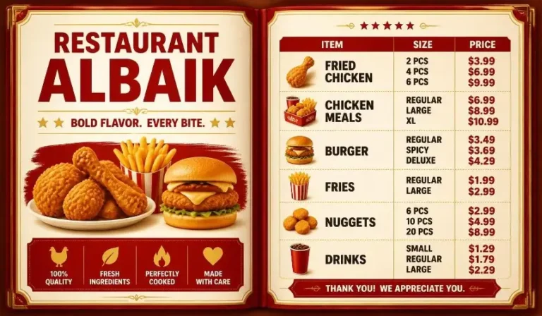 Albaik Menu