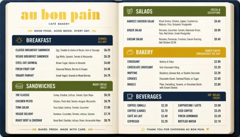 Au Bon Pain Menu