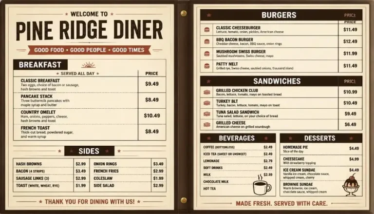 Black Bear Diner Menu