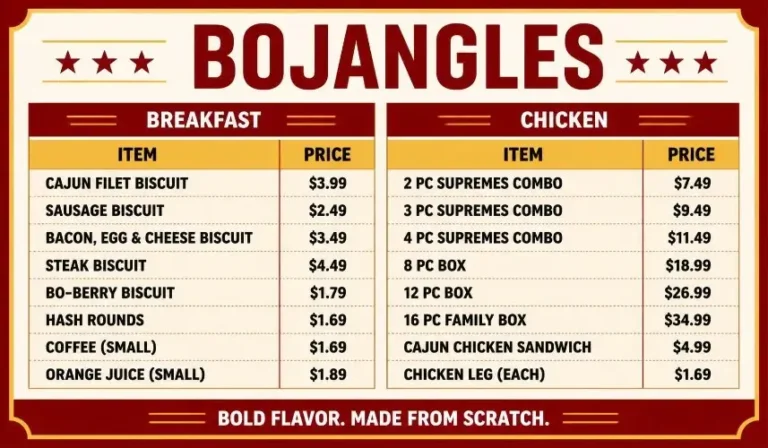 Bojangles Menu