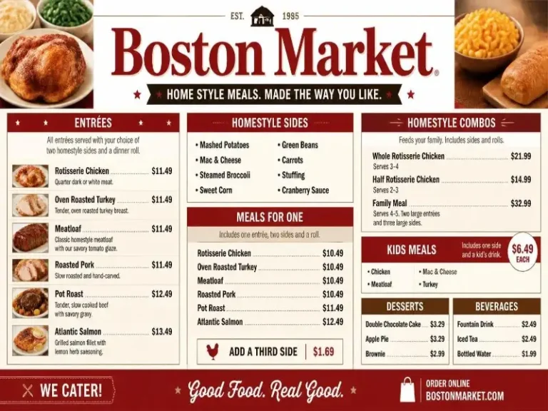 Boston Market Menu