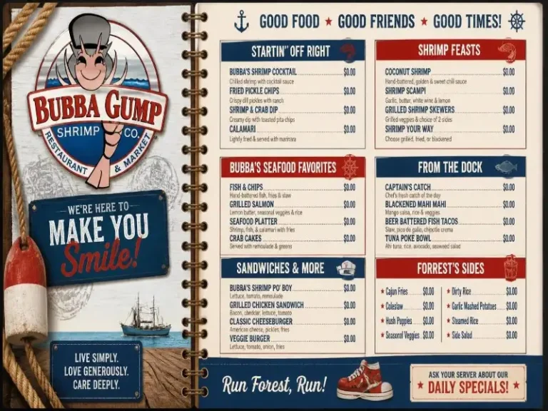 Bubba Gump Shrimp Co. Menu