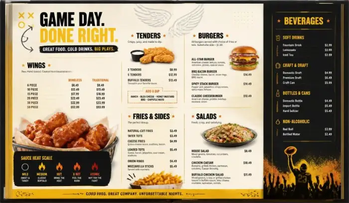 Buffalo Wild Wings Menu