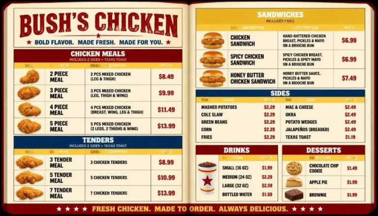 Bush’s Chicken Menu