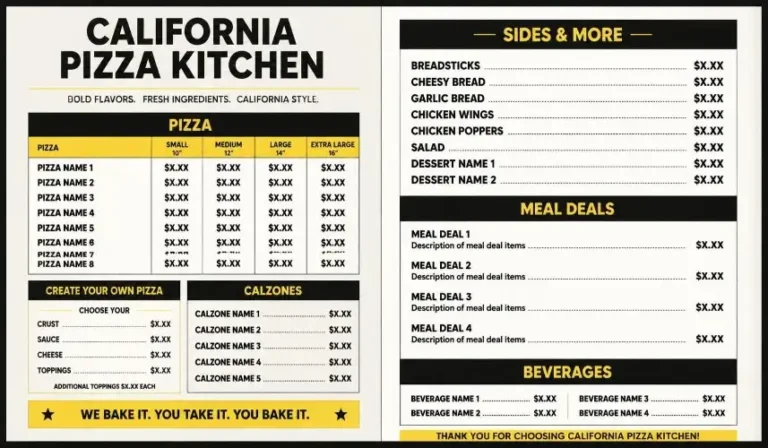 California Pizza Kitchen Menu
