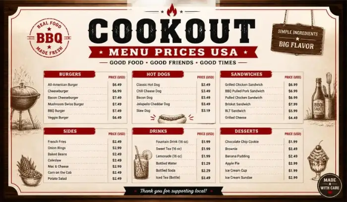 Cook Out Menu