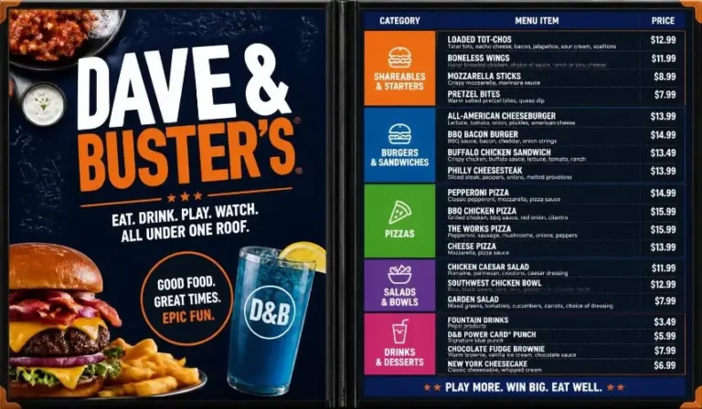 Dave & Buster's Menu