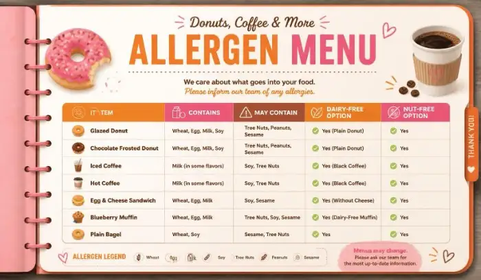Dunkin’ Donuts Allergen Menu