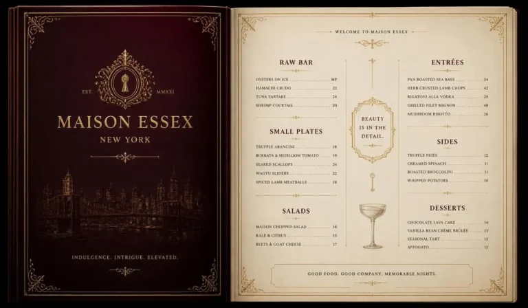 Beauty & Essex New York Menu USA Prices 2026 3 Essex New York menu
