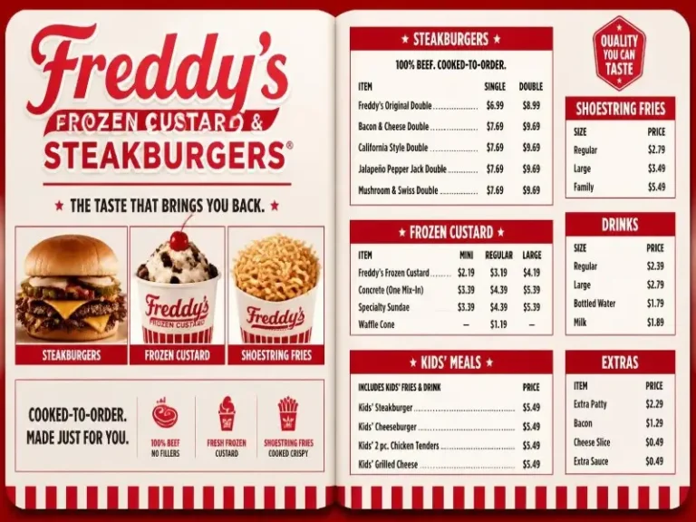 Freddy’s Menu