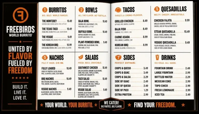 Freebirds World Burrito Menu