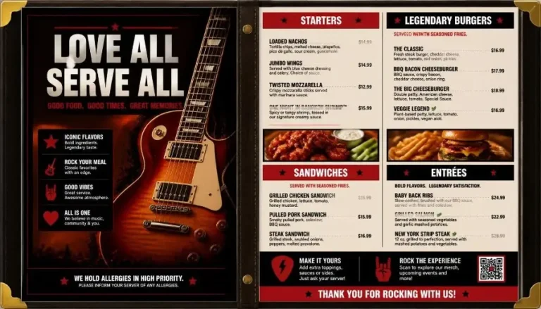Hard Rock Cafe Menu