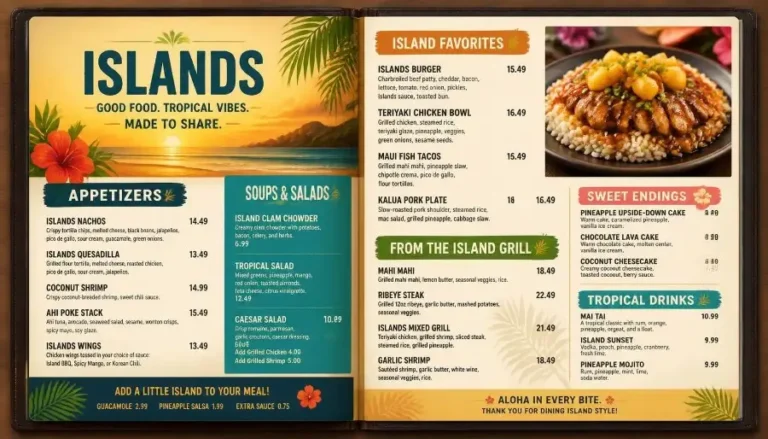 Islands Restaurants Menu