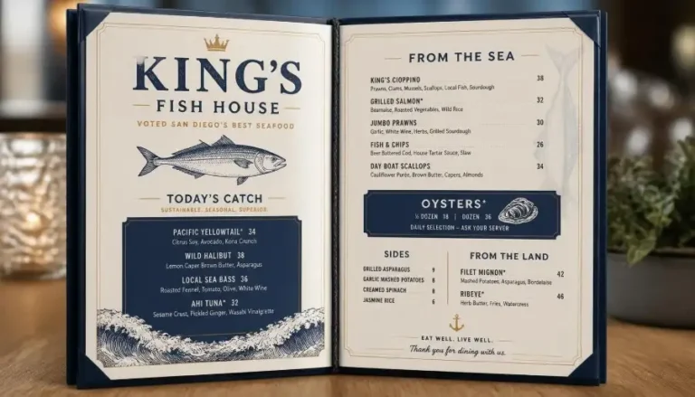 King’s Fish House Menu