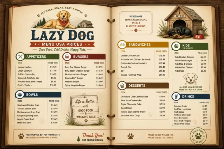 Lazy Dog Menu