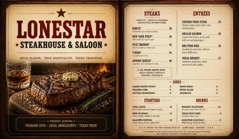 Lone Star Steakhouse Menu