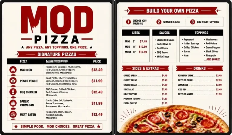 MOD Pizza Menu