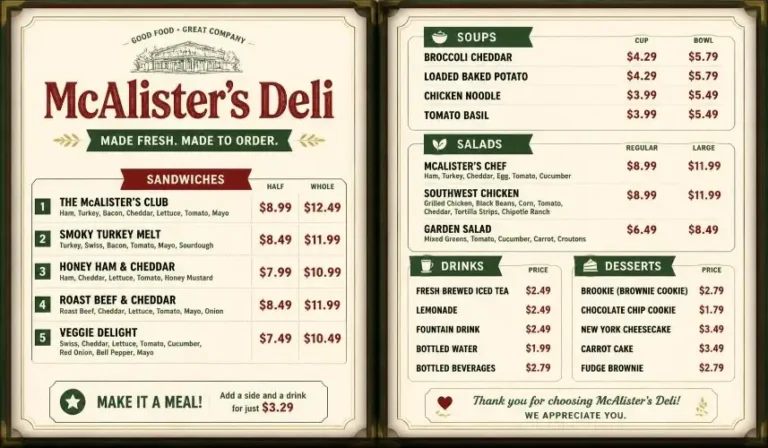 McAlister’s Deli Menu