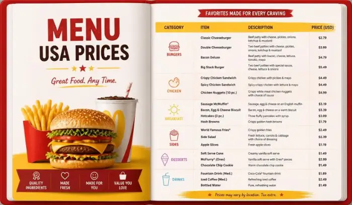 McDonald’s Menu USA Prices 2026: Full Menu, Calories, Deals & Ordering Guide