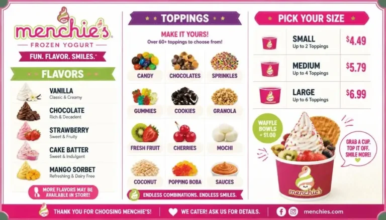 Menchie’s Frozen Yogurt Menu