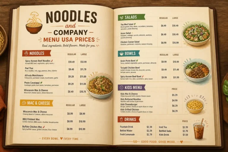 Noodles & Company Menu