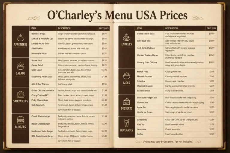 O’Charley’s Menu