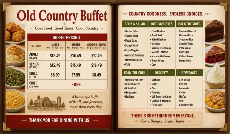 Old Country Buffet Menu USA