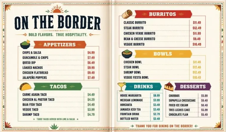 On The Border Menu