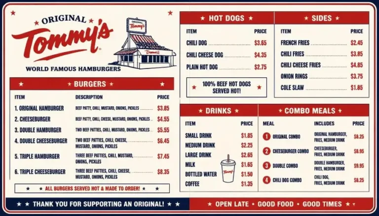 Original Tommy’s Menu