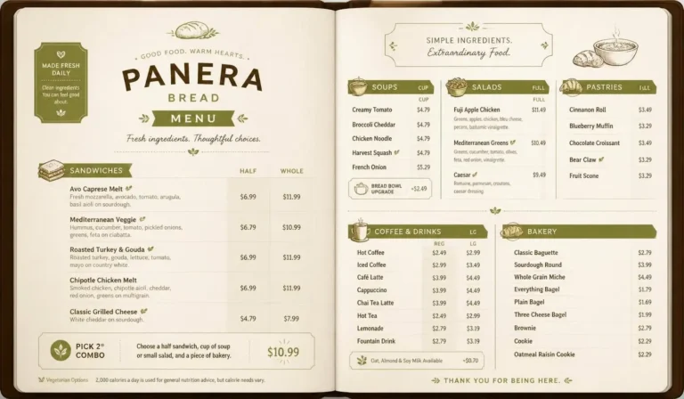 Panera Bread Menu