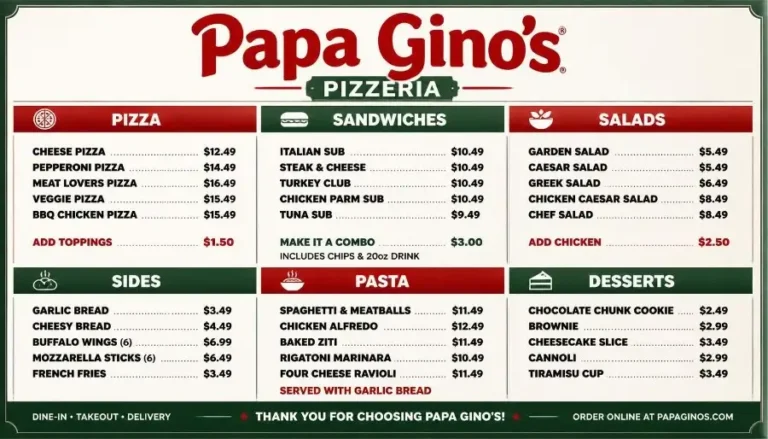 Papa Gino's Menu