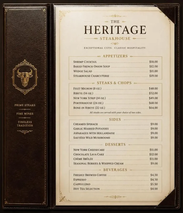 Peter Luger Menu