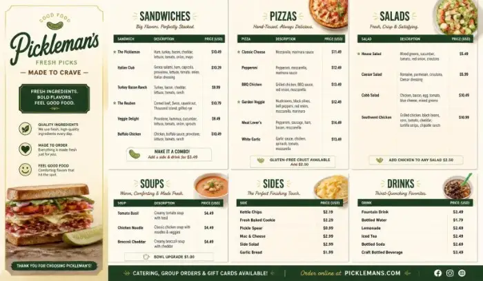 Picklemans menu