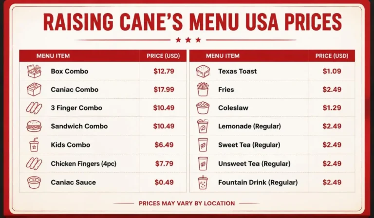 Raising Cane’s Menu