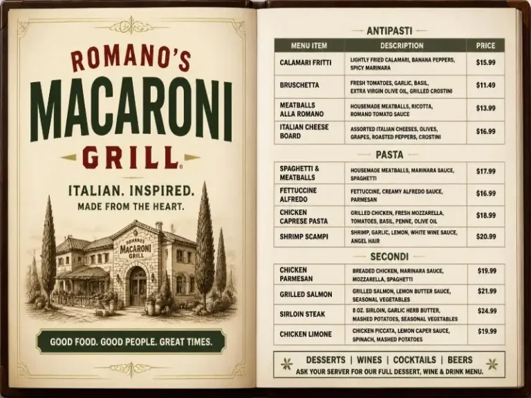 Romano's Macaroni Grill Menu