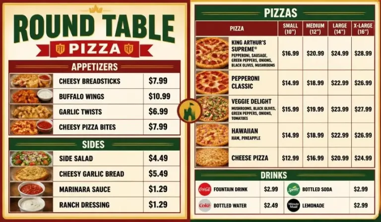 Round Table Pizza Menu