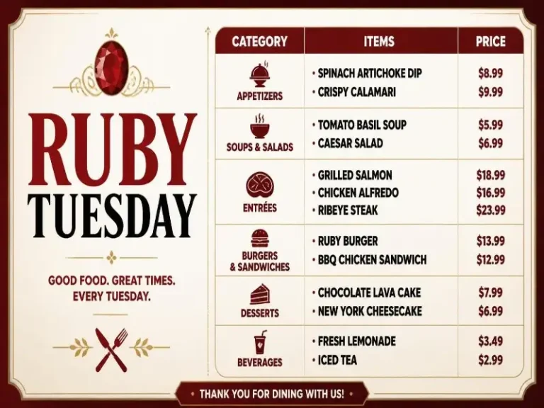 Ruby Tuesday Menu USA Prices, Calories, Deals & Hours 2026 6 Ruby Tuesday Menu