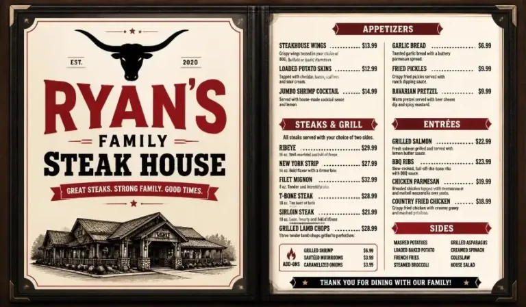 Ryan’s Smokehouse Menu USA Prices, Calories & Complete BBQ Guide 4 Ryan’s Smokehouse Menu
