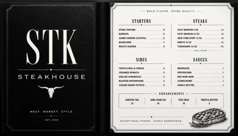STK Steakhouse Menu