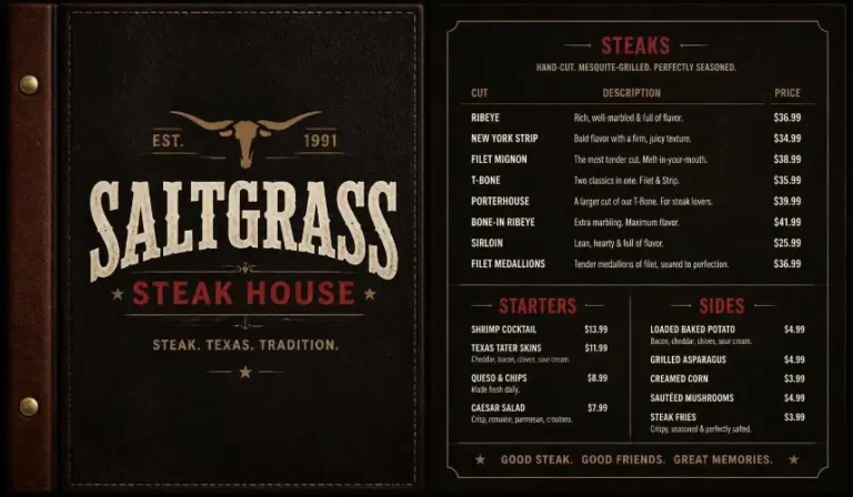 Saltgrass Steak House Menu
