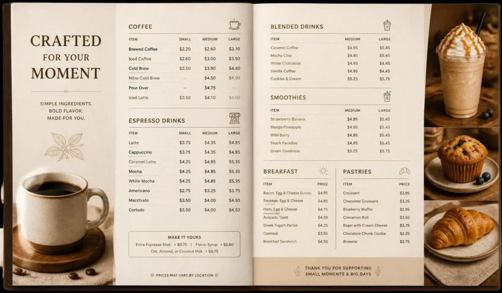 Scooters Coffee Menu