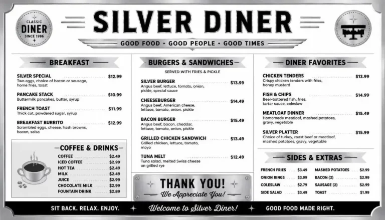 Silver Diner Menu
