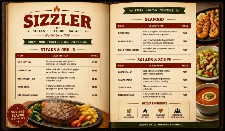 Sizzler Menu