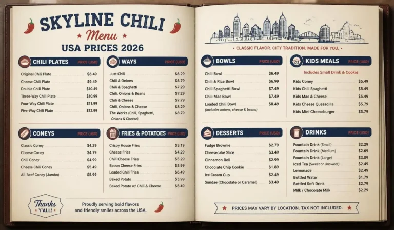 Skyline Chili menu