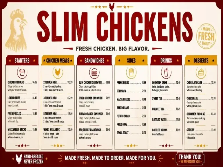 Slim Chickens Menu