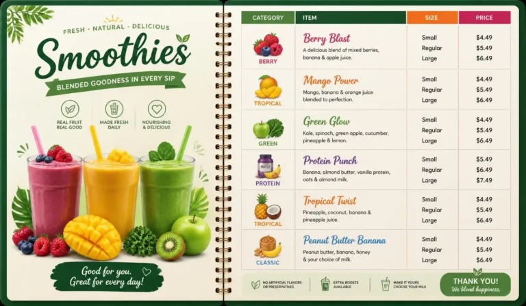 Smoothie King Menu