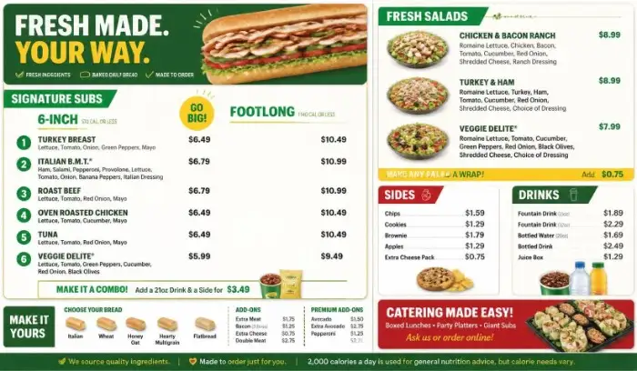 Subway Menu