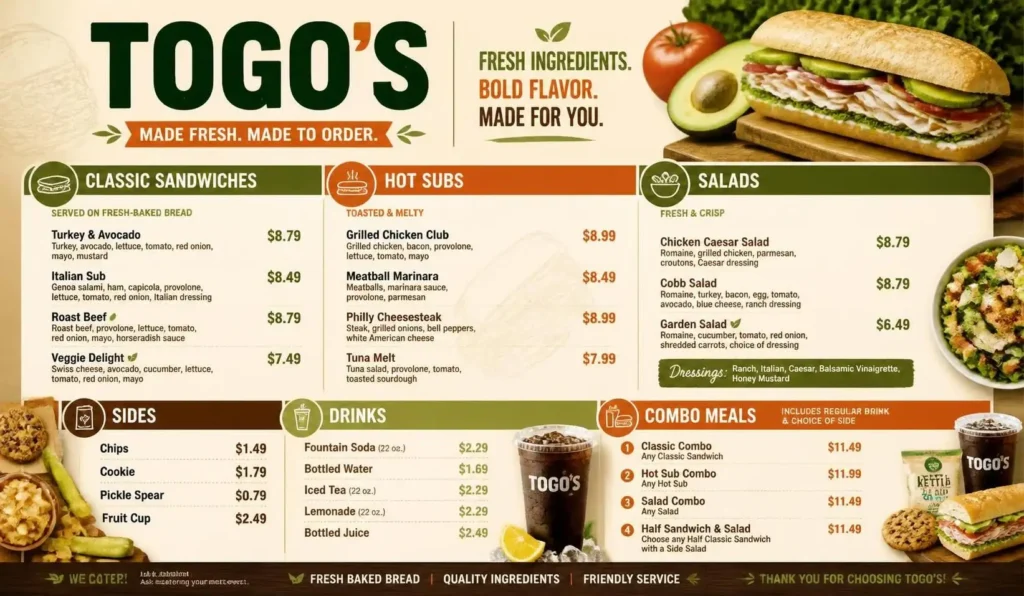 TOGO’S Menu price
