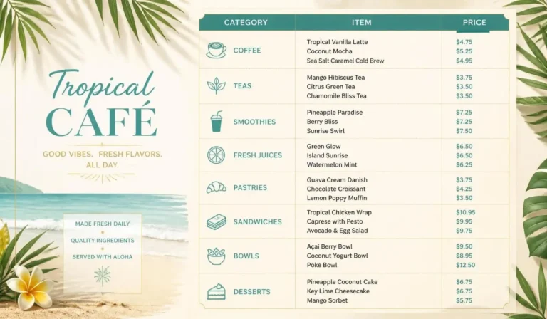 Tropical Smoothie Cafe Menu